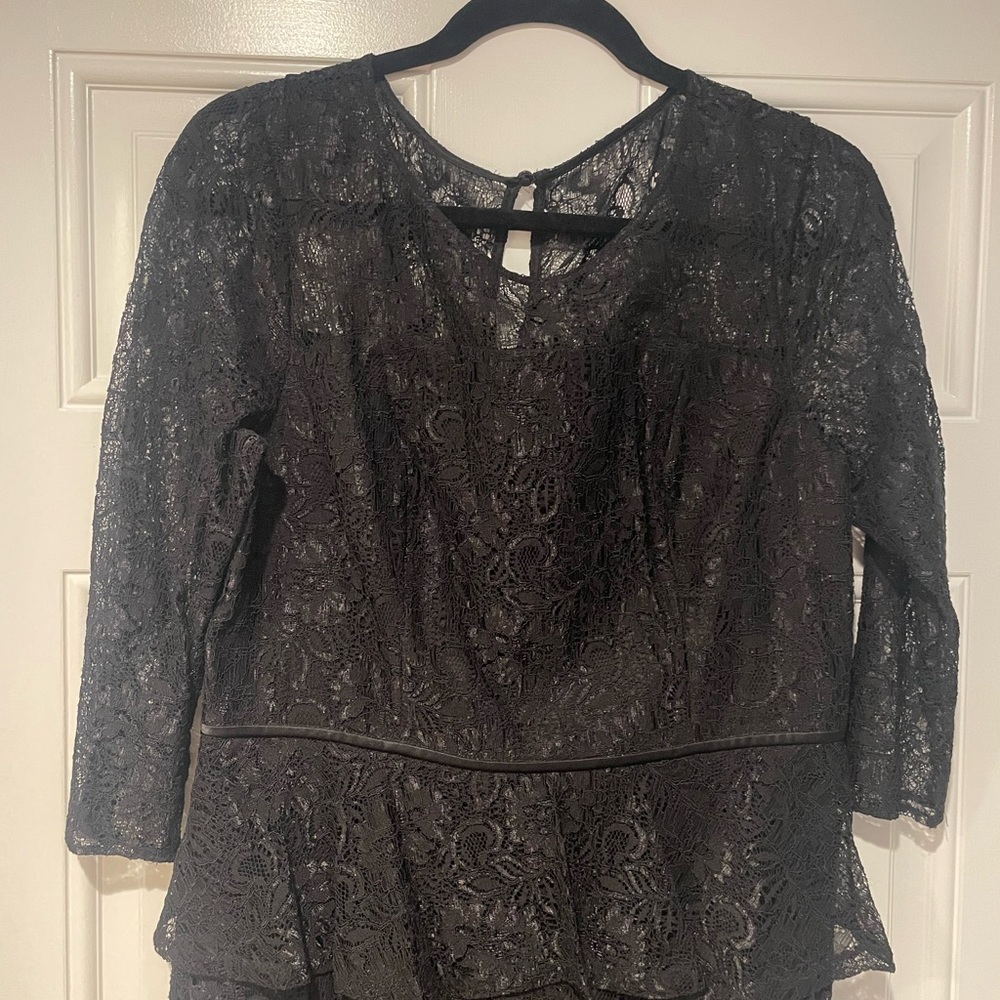 Adrianna Papell Lace peplum evening dress